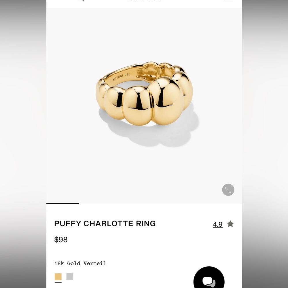 Size 6 Mejuri Puffy Charlotte Ring in Gold Vermeil